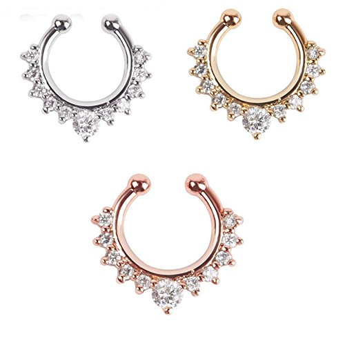 1Pc Fake Septum Clicker Nose Ring Non Piercing Hanger Clip On Jewelry
