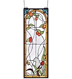 Meyda 9W X 25H Cat, Tulips & Peaches Window - Model 67117 Stained Glass