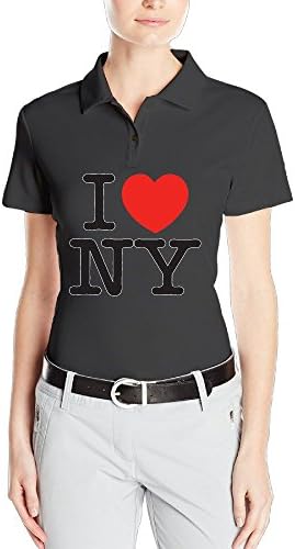 NJ Apparel I Love NY New York Women's ComfortSoft Polo Tshirt Black M