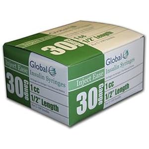 Global Inject Ease Insulin Syringe - 30G, 1cc, 1/2" - Diabetic Supplies