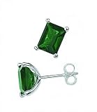 Elements Sterling Silver Ladies E2832G Dark Green Crystal Rectangular Emerald Cut Earrings