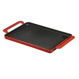 Chasseur Cast Iron Bistro Double-Burner Grill, Chili Red