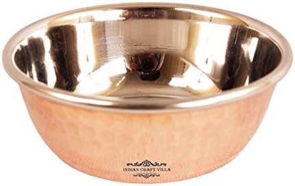 Indian Craft Villa 100 Ml Omega Katori Bowl Steel/Copper 1.5" X 3.5" (Inch)