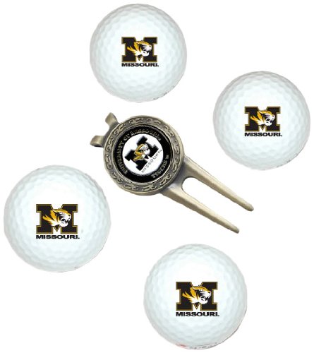 Missouri Tigers Pack Of 4 Golf Balls And Divet Tool Gift Set From Team Golf