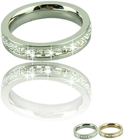 Voberry® Newest Hot Sale Bling 18K Rose Gold Plated with Austrian Crystals Surrounded Engagement Ring for Women Wedding Band Women's Bridal Ring (9, Silver)