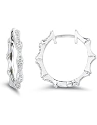 0.32 Cts Diamond Hoop Earrings in 14K White Gold