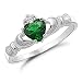 Emerald Heart CZ Sterling Silver Claddagh Ring