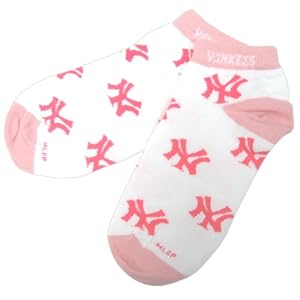 New York Yankees Pink Team Logo Ladies Low Cut Socks