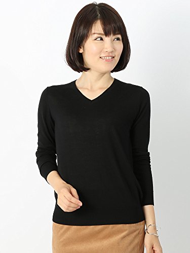 (ザ・スーツカンパニー) Littlechic/テンセルシルク天竺 Vネック長袖ニット ブラック