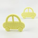 歯がため シリコン　カー 歯固めおもちゃ ソフト 握りやすい　リング　ママ授乳ジュエリー　アクセサリー[BPAフリー][FDA認可済]安全 無味　イエロー　2枚セット