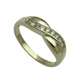9ct Yellow Gold Ladies 0.25ct of White and Yellow Diamonds Set Cross-Over Ring Size - P