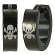 Black Stainless Steel Skull Huggie Hoop Earrings
