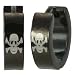 Black Stainless Steel Skull Huggie Hoop Earrings