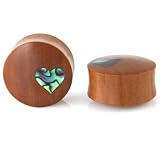 Evolatree - Heart - MOP & Wood - Gauge Earrings - Plugs (See Size Options)