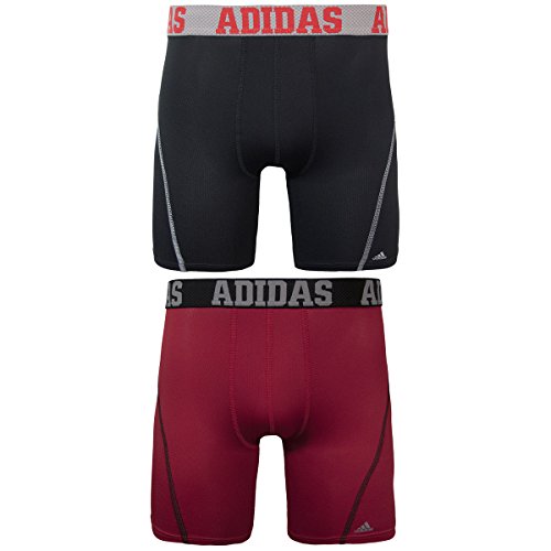 adidas Men's Sport Performance Climacool 9-Inch Midway Underwear (2-Pack), (Black/Grey)/(Real Red/Black), Small