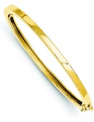 14K Gold 3.6mm Polished Solid Hinged Bangle Bracelet