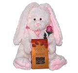 Soft White Plush Easter Bunny with Godiva Chocolates & Madelaine Chocolate Roses Valentine Gift