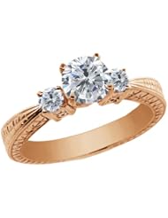 1.20 Ct Round H/I and G/H Diamond 18K Rose Gold 3-Stone Ring