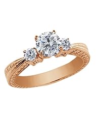 1.20 Ct Round H/I and G/H Diamond 925 Rose Gold Plated Silver 3-Stone Ring