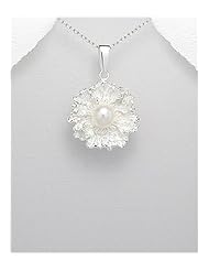 Fresh Water Pearls Pendant Necklace In 92.5 Sterling Silver