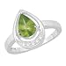 Certified 1.03 Ct Pear Peridot and Diamond Engagement Ring White 14K Gold