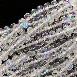 Czech Fire Polish Glass Beads 7X5mm Rondelle Crystal AB (25)