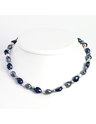 Sterling Silver 18in Multi-Blue Freshwater Cultured Pearl Necklace
