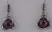 Silver Tri-Leaf with Purple Gem Cut Inlays Earrings