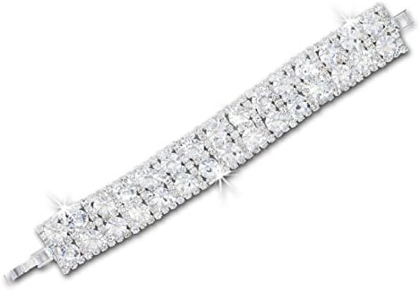 Silver-Tone Square Double Row Cubic Zirconia Bridal Wedding Bracelet