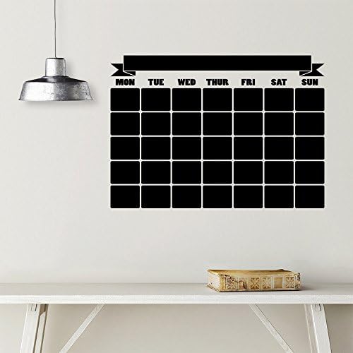 Monthly planner, wall calendar decal, 2017 vinyl decal planner, weekly chalkboard wall sticker, dorm room wall decals, back to school