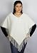 Handmade Organic Cotton Poncho in Natural Cream with Hand-crocheted Border (Medium Size)
