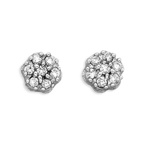 10K White Gold 1/4 ct. Diamond Cluster Earrings