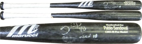 Pablo Sandoval Autographed/Hand Signed 2010 Game Used Cracked Marucci Black San Francisco Giants Bat
