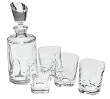 Mikasa Torneo Crystal Decanter + 4 Double Old Fashioned Glasses