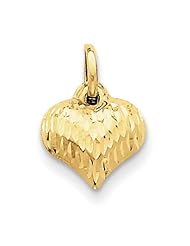 14k Diamond-cut Puffed Heart Charm