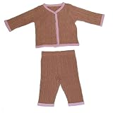 Tadpoles Chocolate Brown / Pink Pashmina 2pc Button Cardigan & Pant - 0-3 months