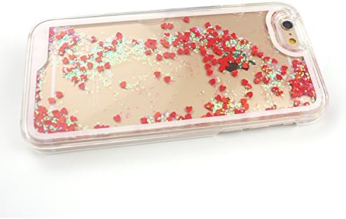 HongD Liquid Case for iPhone 6,Hard Case for iPhone 6, Fashion Creative Design Flowing Liquid Floating Luxury Bling Glitter Sparkle Love Heart Hard Case for Apple iPhone 6 with 4.7 inch (Red)