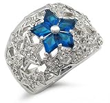 Blue Daisy CZ Right Hand Ring