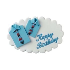 Sugar Decoration Happy Birthday Shirt 128X87mm Cake Topper Plaque