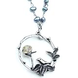 BirdDesignFreshwaterPearlNecklacewithBird,16InchChainExtendsto18Inches