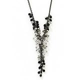 Black Beauties Contrast Cluster Drop Necklace