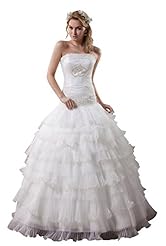 Strapless Tiered Applique Taffeta  Dress