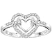 10k White Gold Diamond Double Heart Ring (1/4 cttw, H-I Color, I2 Clarity), Size 5