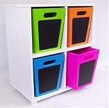 Childrens Cube storage unit with colourful chalkboard Bins