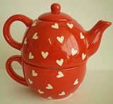 HEART DESIGN TEA FOR ONE SET - LOVELY DESIGN WITH CUP AND TEAPOT 95445
