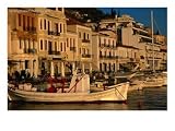 19th Century Buildings and Fishing Vessels in Gythio Harbour, Gythio, Peloponnese, Greece Photographic Poster Print by Glenn Beanland, 40x30
