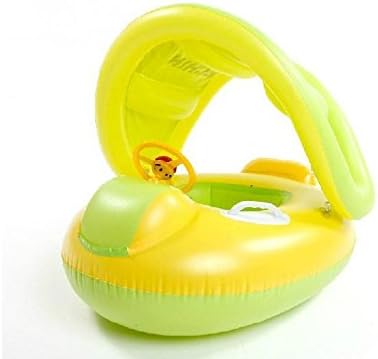 YYGIFT(TM) PVC Material Toddler Swim Ring Float with Sun Canopy - Yellow