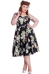 Vintage Halter Cotton/Spandex Floral Print Tropical Print  Dress
