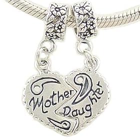 MOTHER DAUGHTER Bead Charms fits Pandora and Chamilia Bracelet GIFT BOXED