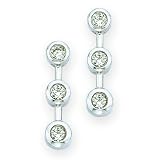 3 Diamond Earrings 1/4 ct. Bezel Set in 10K White Gold